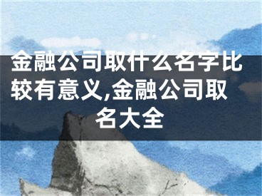 金融公司取什么名字比较有意义,金融公司取名大全