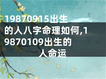 19870915出生的人八字命理如何,19870109出生的人命运