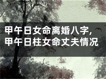 甲午日女命离婚八字,甲午日柱女命丈夫情况