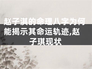 赵子淇的命理八字为何能揭示其命运轨迹,赵子琪现状