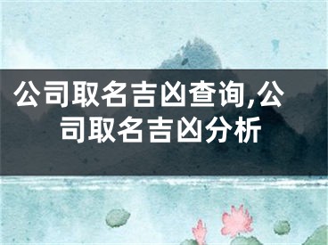 公司取名吉凶查询,公司取名吉凶分析