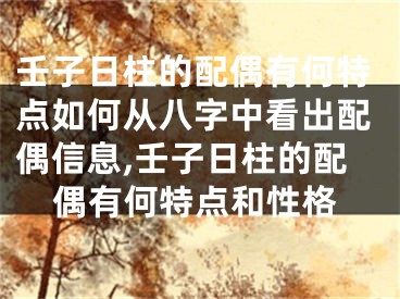 壬子日柱的配偶有何特点如何从八字中看出配偶信息,壬子日柱的配偶有何特点和性格