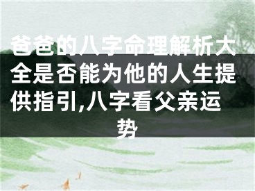 爸爸的八字命理解析大全是否能为他的人生提供指引,八字看父亲运势