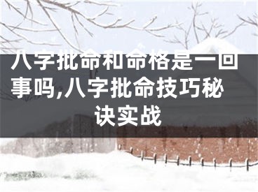 八字批命和命格是一回事吗,八字批命技巧秘诀实战