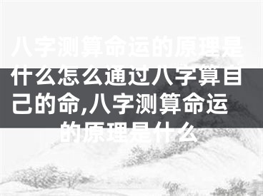 八字测算命运的原理是什么怎么通过八字算自己的命,八字测算命运的原理是什么