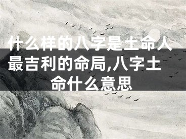 什么样的八字是土命人最吉利的命局,八字土命什么意思