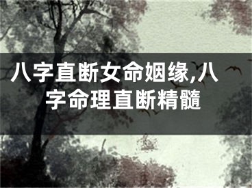 八字直断女命姻缘,八字命理直断精髓