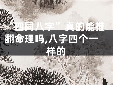 “四同八字”真的能推翻命理吗,八字四个一样的