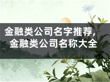 金融类公司名字推荐,金融类公司名称大全