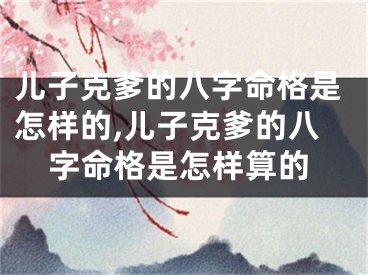 儿子克爹的八字命格是怎样的,儿子克爹的八字命格是怎样算的
