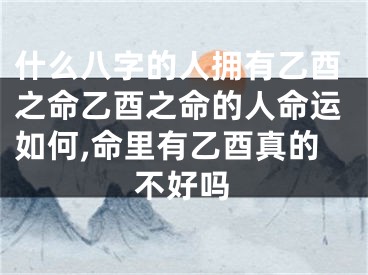 什么八字的人拥有乙酉之命乙酉之命的人命运如何,命里有乙酉真的不好吗