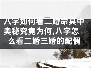八字如何看二婚命其中奥秘究竟为何,八字怎么看二婚三婚的配偶