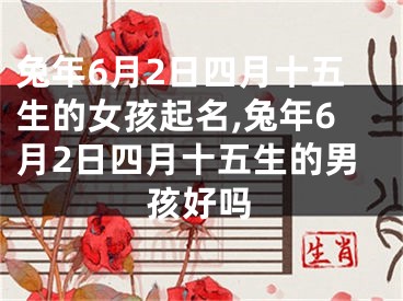 兔年6月2日四月十五生的女孩起名,兔年6月2日四月十五生的男孩好吗