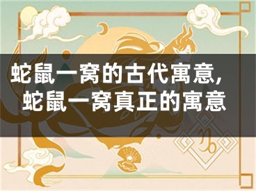 蛇鼠一窝的古代寓意,蛇鼠一窝真正的寓意