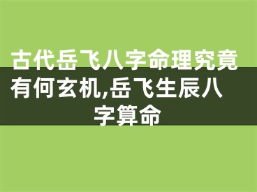 古代岳飞八字命理究竟有何玄机,岳飞生辰八字算命