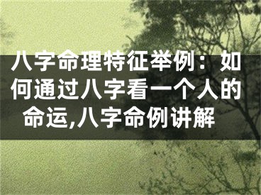 八字命理特征举例：如何通过八字看一个人的命运,八字命例讲解
