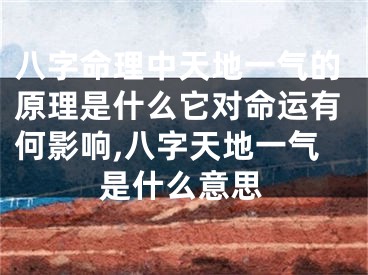 八字命理中天地一气的原理是什么它对命运有何影响,八字天地一气是什么意思