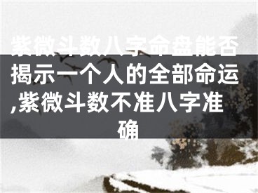 紫微斗数八字命盘能否揭示一个人的全部命运,紫微斗数不准八字准确
