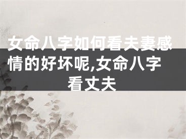 女命八字如何看夫妻感情的好坏呢,女命八字看丈夫