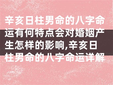 辛亥日柱男命的八字命运有何特点会对婚姻产生怎样的影响,辛亥日柱男命的八字命运详解