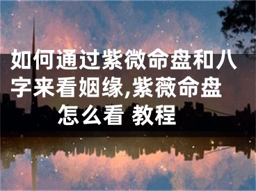 如何通过紫微命盘和八字来看姻缘,紫薇命盘怎么看 教程