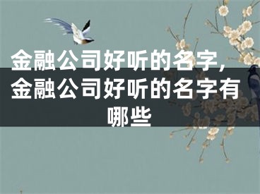 金融公司好听的名字,金融公司好听的名字有哪些
