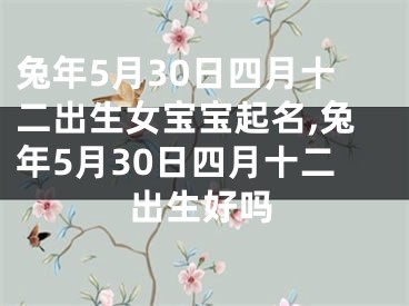 兔年5月30日四月十二出生女宝宝起名,兔年5月30日四月十二出生好吗