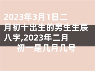 2023年3月1日二月初十出生的男生生辰八字,2023年二月初一是几月几号