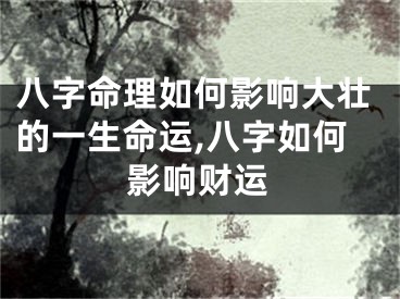 八字命理如何影响大壮的一生命运,八字如何影响财运