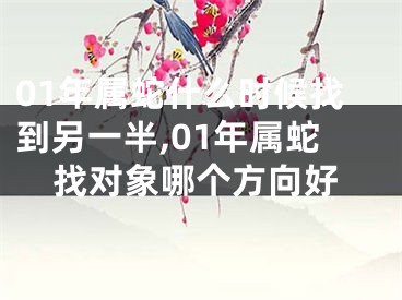 01年属蛇什么时候找到另一半,01年属蛇找对象哪个方向好