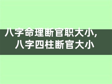八字命理断官职大小,八字四柱断官大小