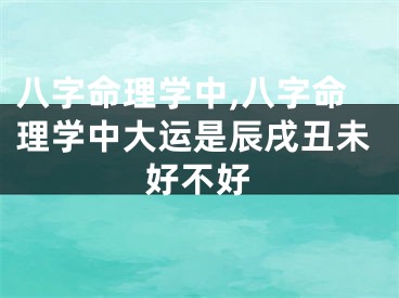八字命理学中,八字命理学中大运是辰戌丑未好不好
