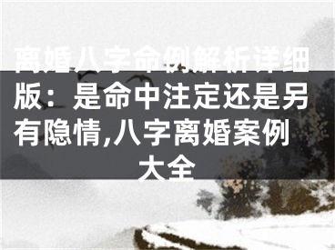 离婚八字命例解析详细版：是命中注定还是另有隐情,八字离婚案例大全