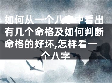 如何从一个八字中看出有几个命格及如何判断命格的好坏,怎样看一个八字