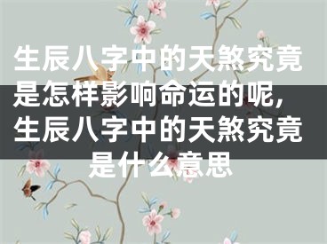 生辰八字中的天煞究竟是怎样影响命运的呢,生辰八字中的天煞究竟是什么意思