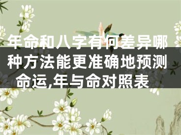 年命和八字有何差异哪种方法能更准确地预测命运,年与命对照表