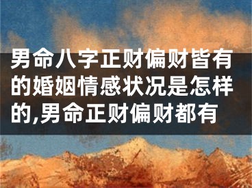 男命八字正财偏财皆有的婚姻情感状况是怎样的,男命正财偏财都有