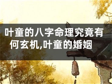 叶童的八字命理究竟有何玄机,叶童的婚姻