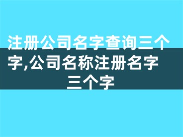 注册公司名字查询三个字,公司名称注册名字三个字