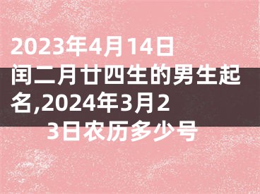 2023年4月14日闰二月廿四生的男生起名,2024年3月23日农历多少号