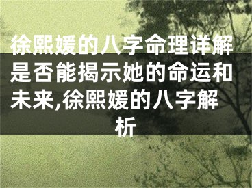 徐熙媛的八字命理详解是否能揭示她的命运和未来,徐熙媛的八字解析
