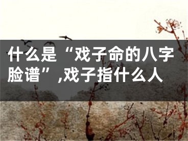 什么是“戏子命的八字脸谱”,戏子指什么人