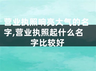 营业执照响亮大气的名字,营业执照起什么名字比较好