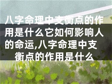 八字命理中支衡点的作用是什么它如何影响人的命运,八字命理中支衡点的作用是什么