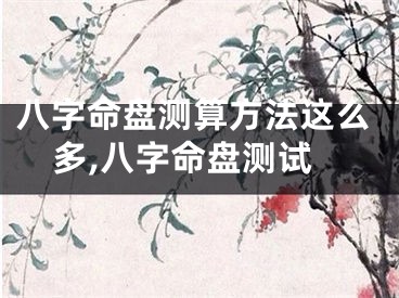 八字命盘测算方法这么多,八字命盘测试