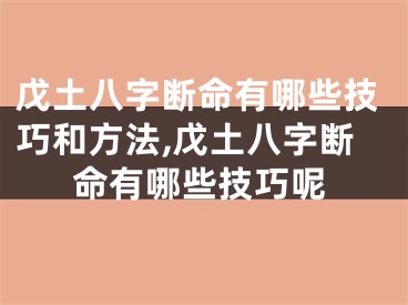 戊土八字断命有哪些技巧和方法,戊土八字断命有哪些技巧呢