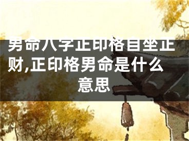 男命八字正印格自坐正财,正印格男命是什么意思