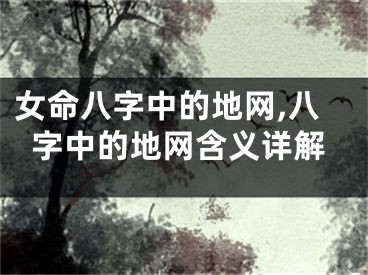 女命八字中的地网,八字中的地网含义详解