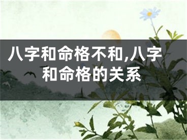 八字和命格不和,八字和命格的关系