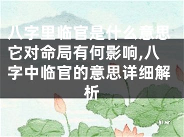 八字里临官是什么意思它对命局有何影响,八字中临官的意思详细解析
